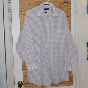 Stafford Essentials Men's Button Up Gray Check Fitted Shirt (*Size: 17 (32-33))